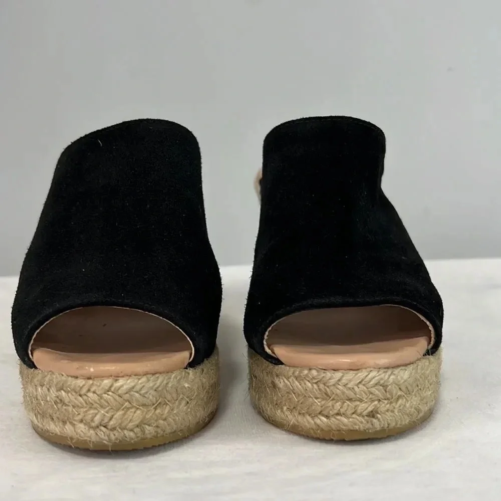Gaimo Women’s Soft Leather and Black Suede Espadrille Wedge Heels size 36